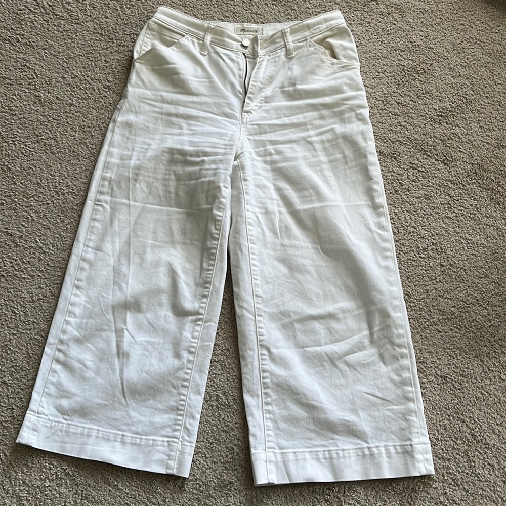 Madewell Wide Leg Crop Jeans in White - size 28
